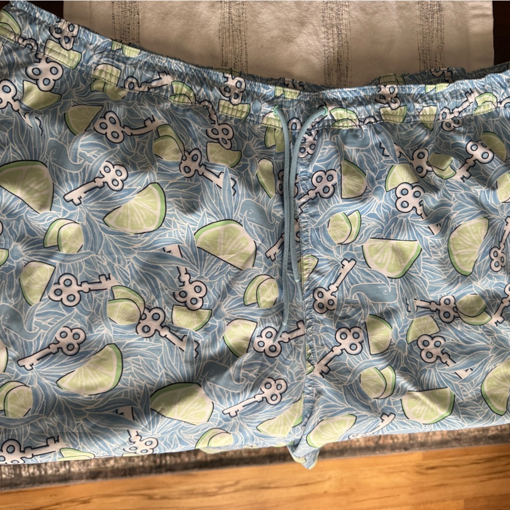 Vineyard Vines Blue Lime Print Swim Trunks